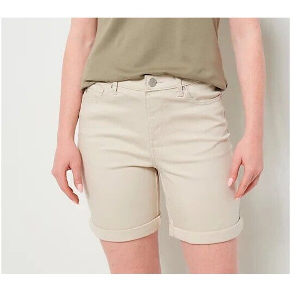 Belle by Kim Gravel TripleLuxe Rollabelle Twill Shorts Sand Bar Reg 0 - Picture 1 of 1